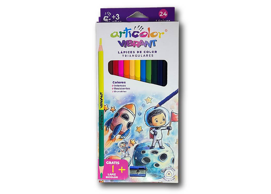 LAPIZ DE COLORES ARTICOLOR 5045R 24 UND + LAPIZ BICOLOR + TAJADOR